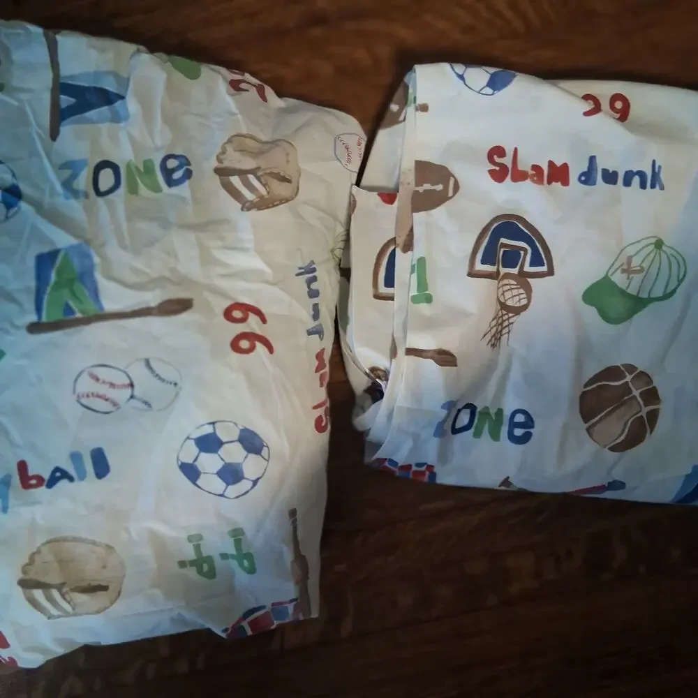 Pottery Barn Kids sheet set twin fitted flat NO CASES sports soccer baseball
